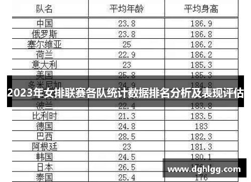 2023年女排联赛各队统计数据排名分析及表现评估